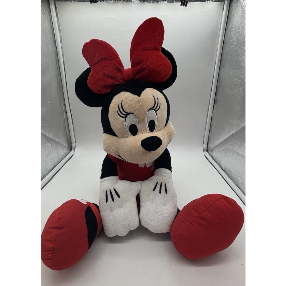 Minnie Mouse Plush Red‎ Dress Hearts Valentine 14” Disney
